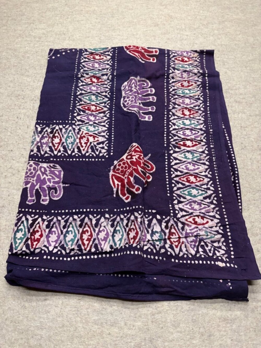 India Elephant Print Purple100% Cotton Table Cloth or Wall Tapestry